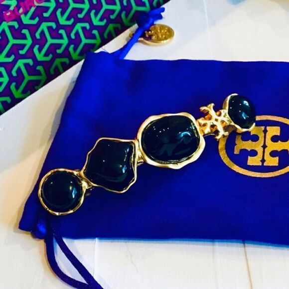TORY BURCH KIRA 18 K GOLD PLATED BARRETTE HAIR ACCESSORIES - Picture 1 of 7